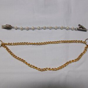 Two vintage sweater guards, one faux pearl, one gold-tone